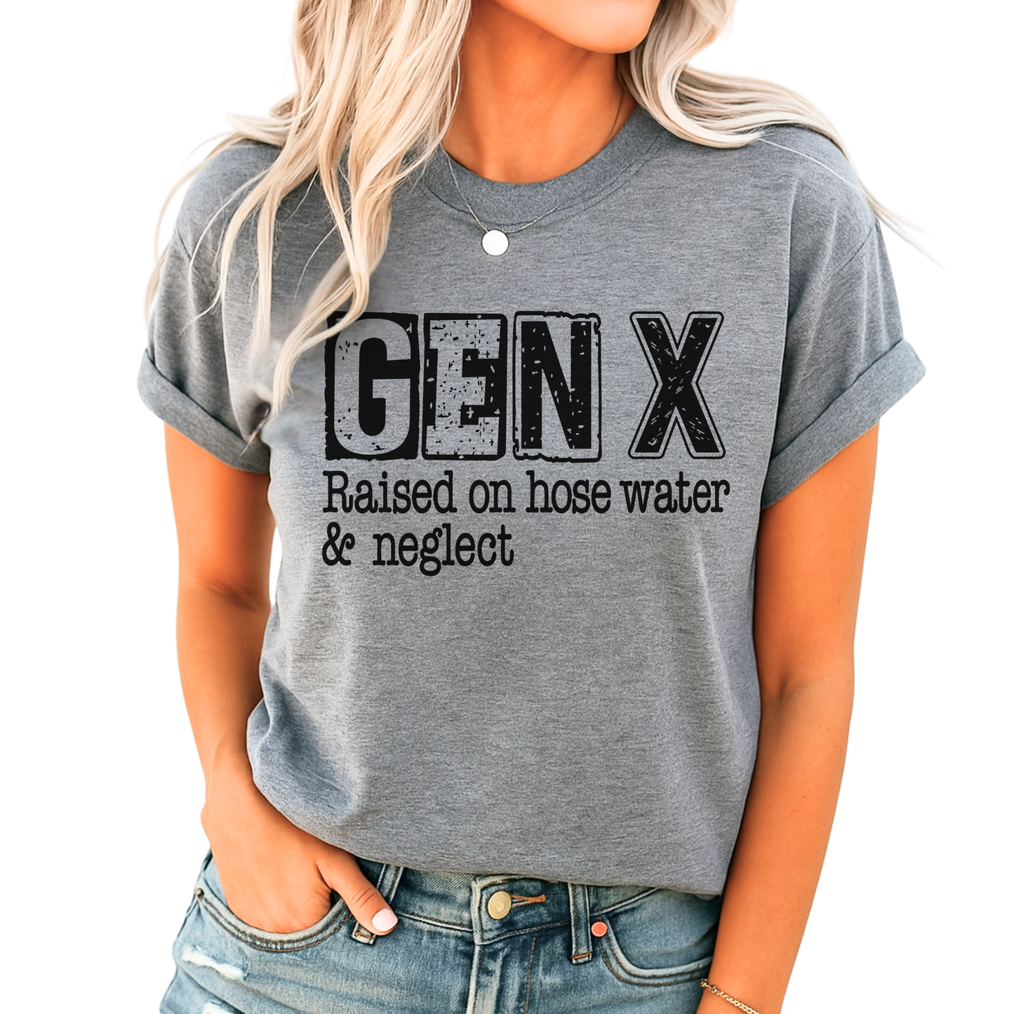 Sport gray shirt with black Gen X retro grunge font design