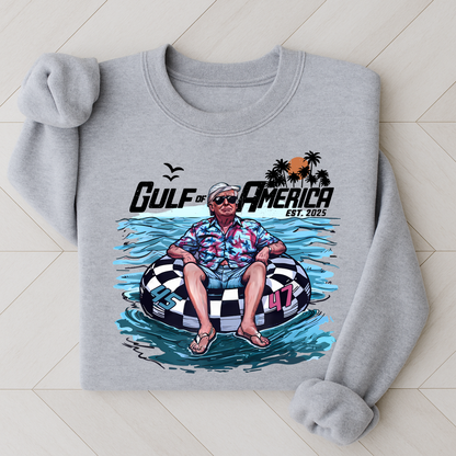 Sport gray sweatshirt with retro water float graphi, flatlay