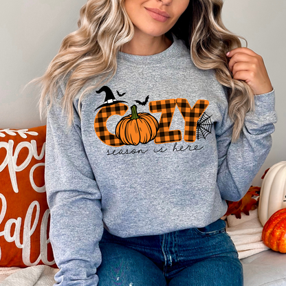 Sports gray sweatshirt with cozy fall graphic, perfect for lounging or decorating