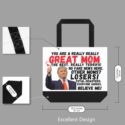 Product sizing chart for Trump “Great Mom” tote – Republican gift idea