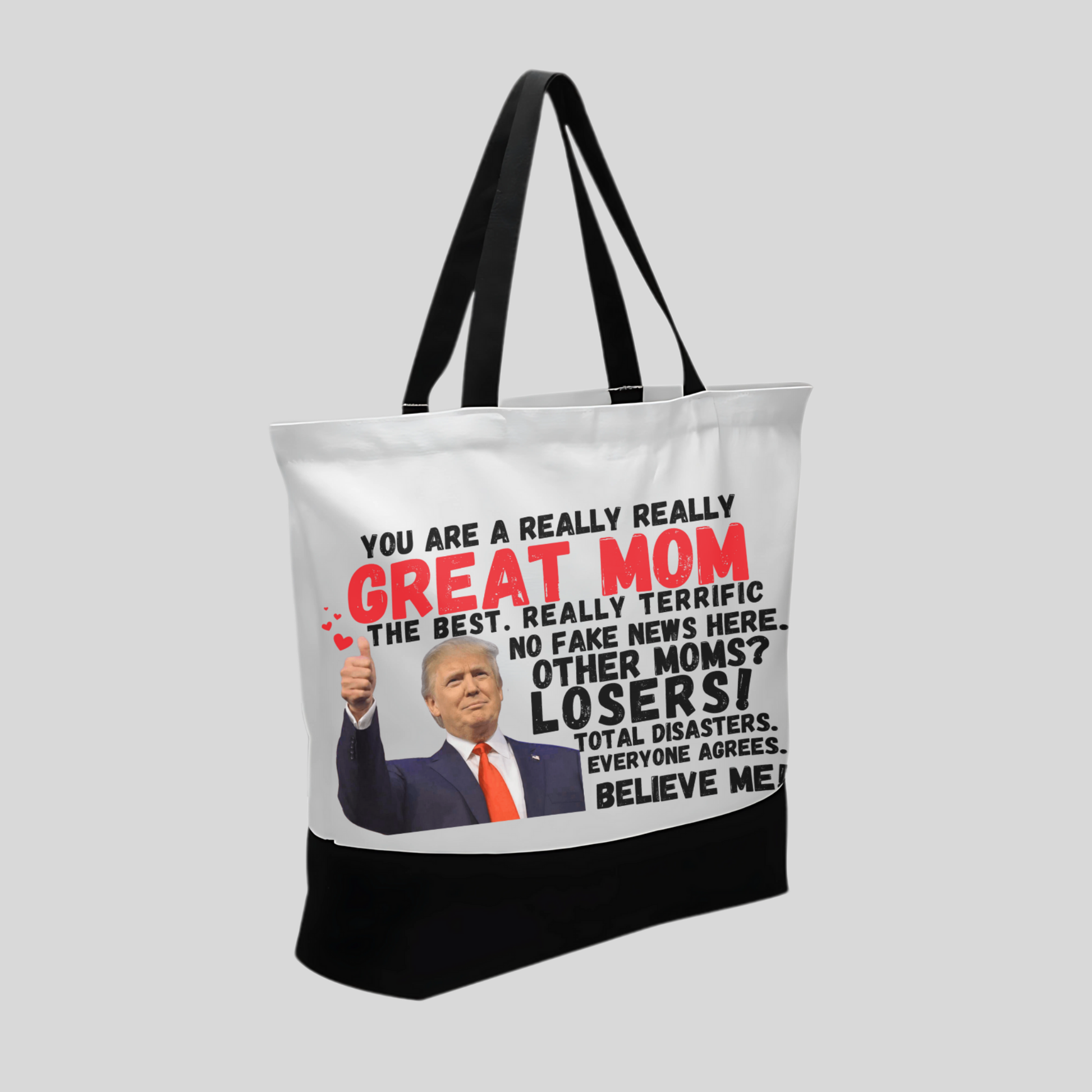 Tote bag with Trump quote on beach – funny conservative Mother’s Day present