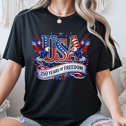 USA 250 Years of Freedom Patriotic Shirt