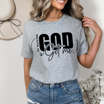 Sports gray God Got Me graphic Christian T-shirt, inspirational gift idea