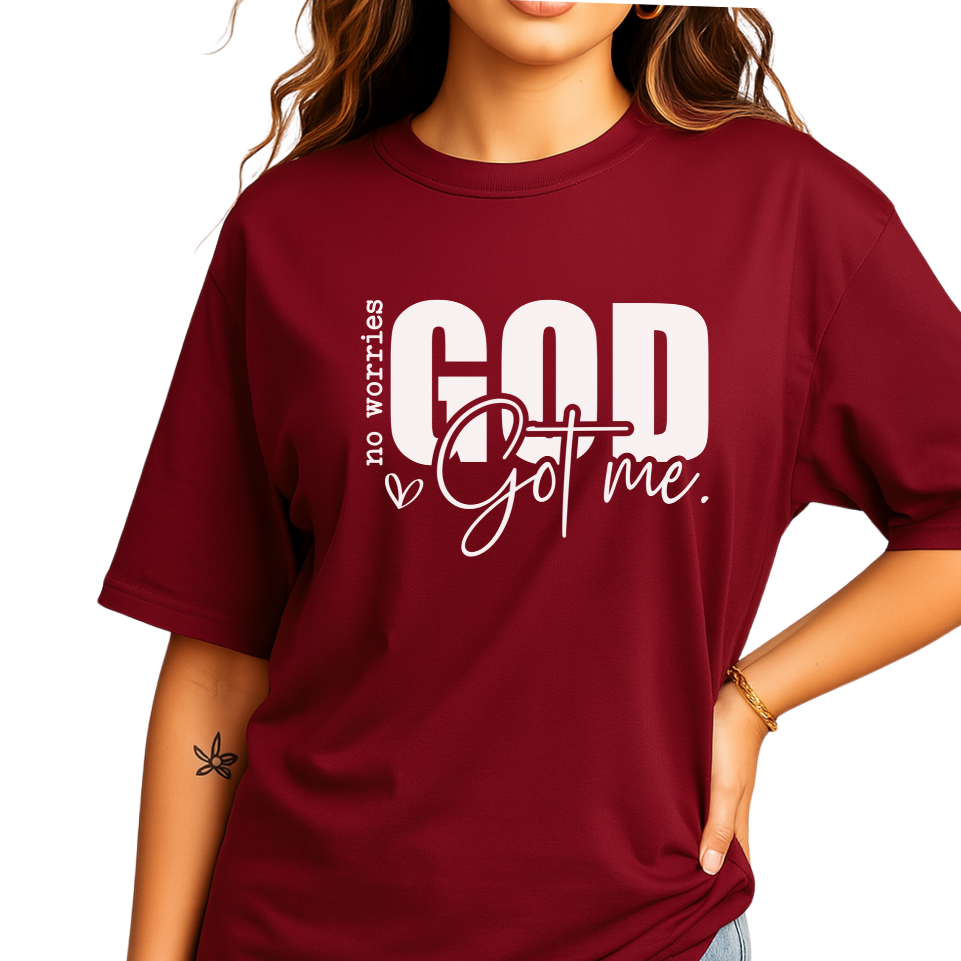 Maroon God Got Me inspirational T-shirt, Christian faith graphic top
