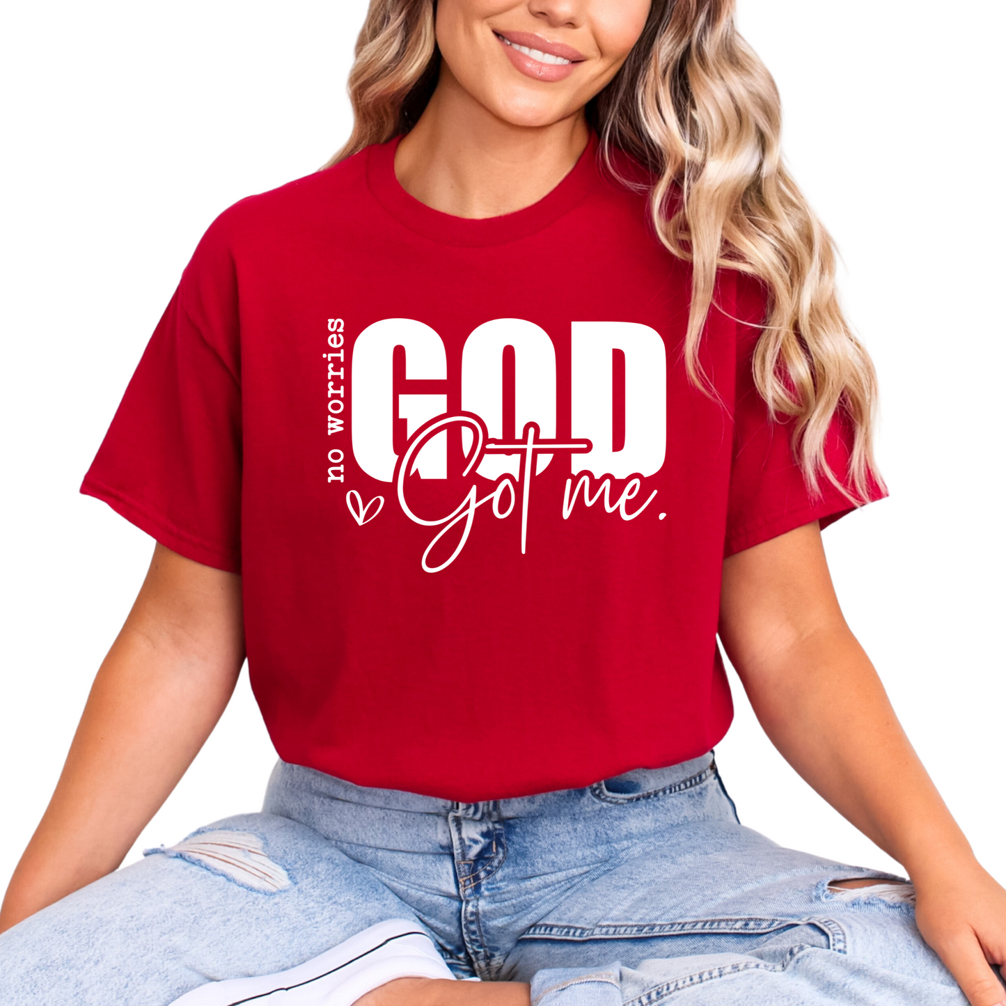 Red God Got Me faith graphic shirt, casual inspirational unisex tee