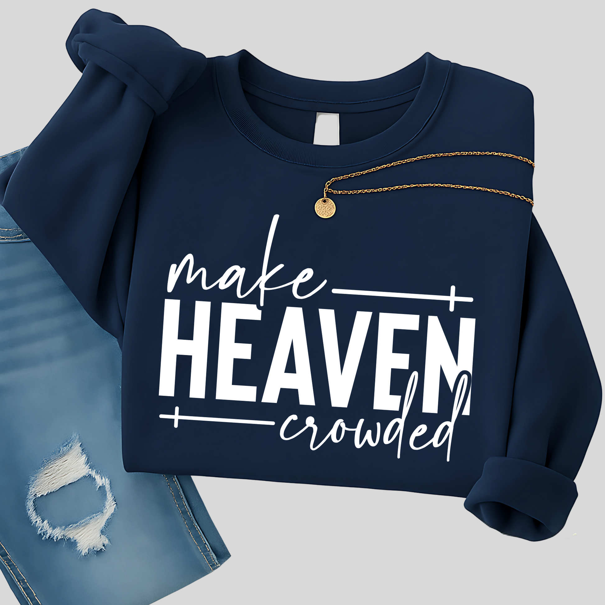 Navy Make Heaven Crowded unisex sweatshirt flat lay