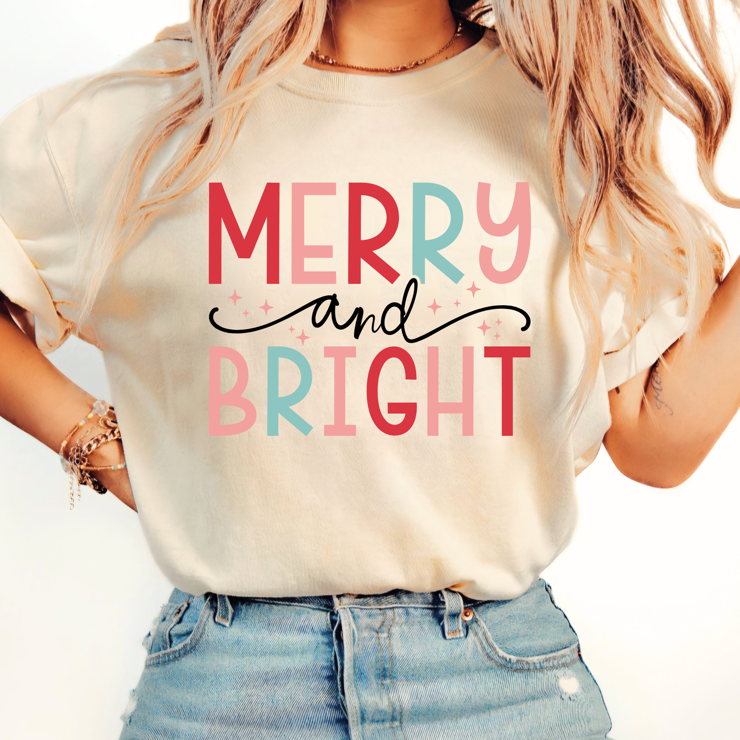 Merry & Bright Christmas Shirt, Sweatshirt or Hoodie