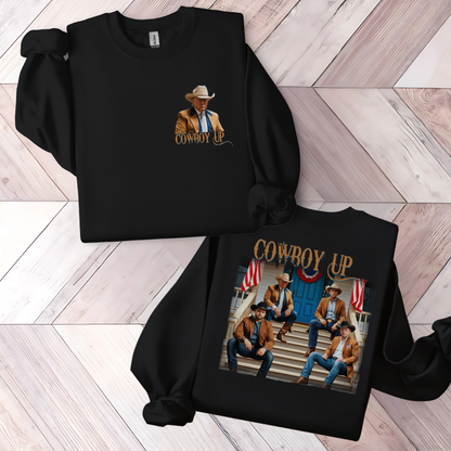 Cowboy Up Women’s Crewneck Sweatshirt – Patriotic Western Graphic Pullover