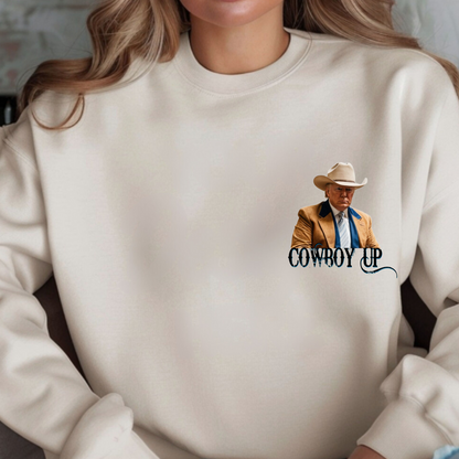 Cowboy Up Women’s Crewneck Sweatshirt – Patriotic Western Graphic Pullover