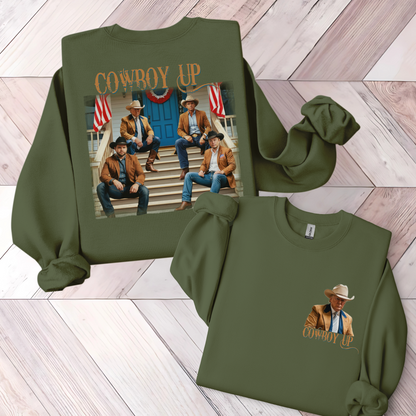 Cowboy Up Women’s Crewneck Sweatshirt – Patriotic Western Graphic Pullover