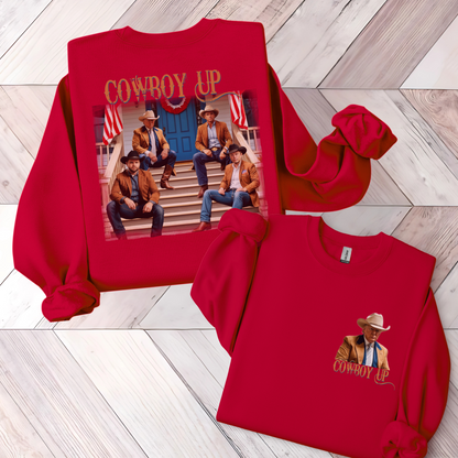 Cowboy Up Women’s Crewneck Sweatshirt – Patriotic Western Graphic Pullover