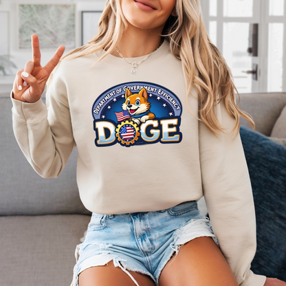 D.O.G.E. Sweatshirt – Funny Patriotic Unisex Crewneck for Women