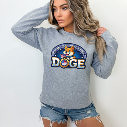 D.O.G.E. Sweatshirt – Funny Patriotic Unisex Crewneck for Women