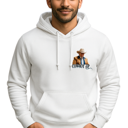 Trump Cowboy Up Patriotic Western Hoodie – Front & Back Cowboy Print