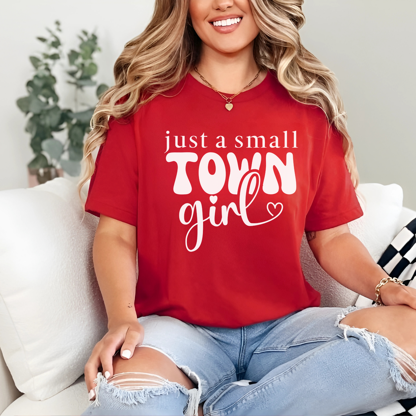 Soft cotton-blend Just a Small Town Girl T-shirt – perfect for casual country outfits.