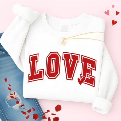 Casual LOVE sweatshirt for Valentine’s Day in white