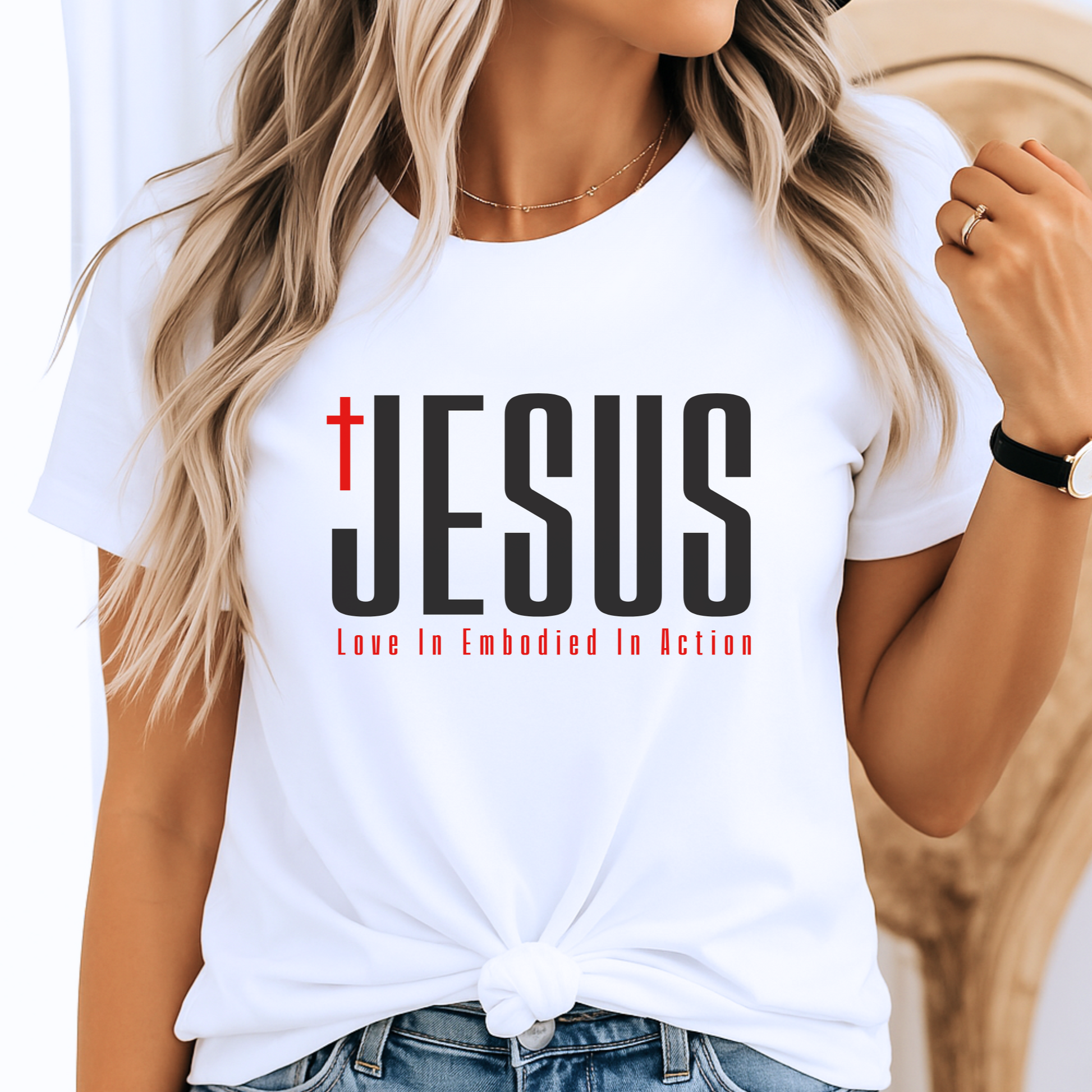 White faith graphic tee with bold lettering