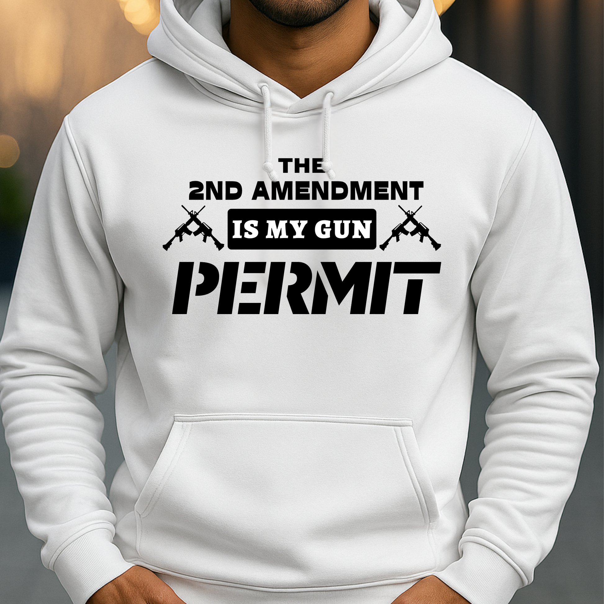White hoodie – 2nd Amendment is my gun permit design