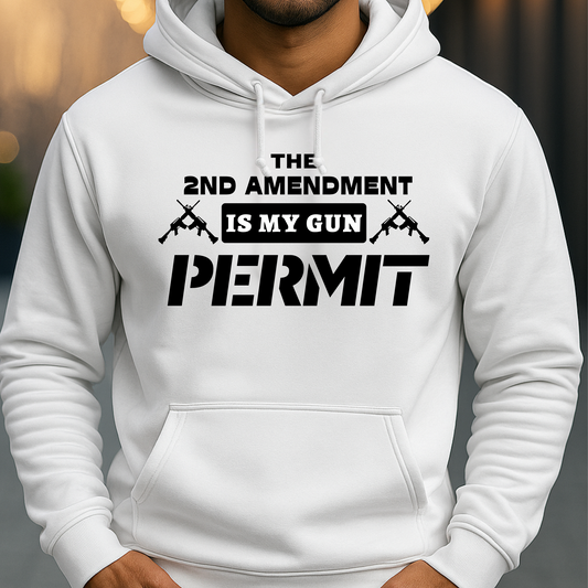 White hoodie – 2nd Amendment is my gun permit design