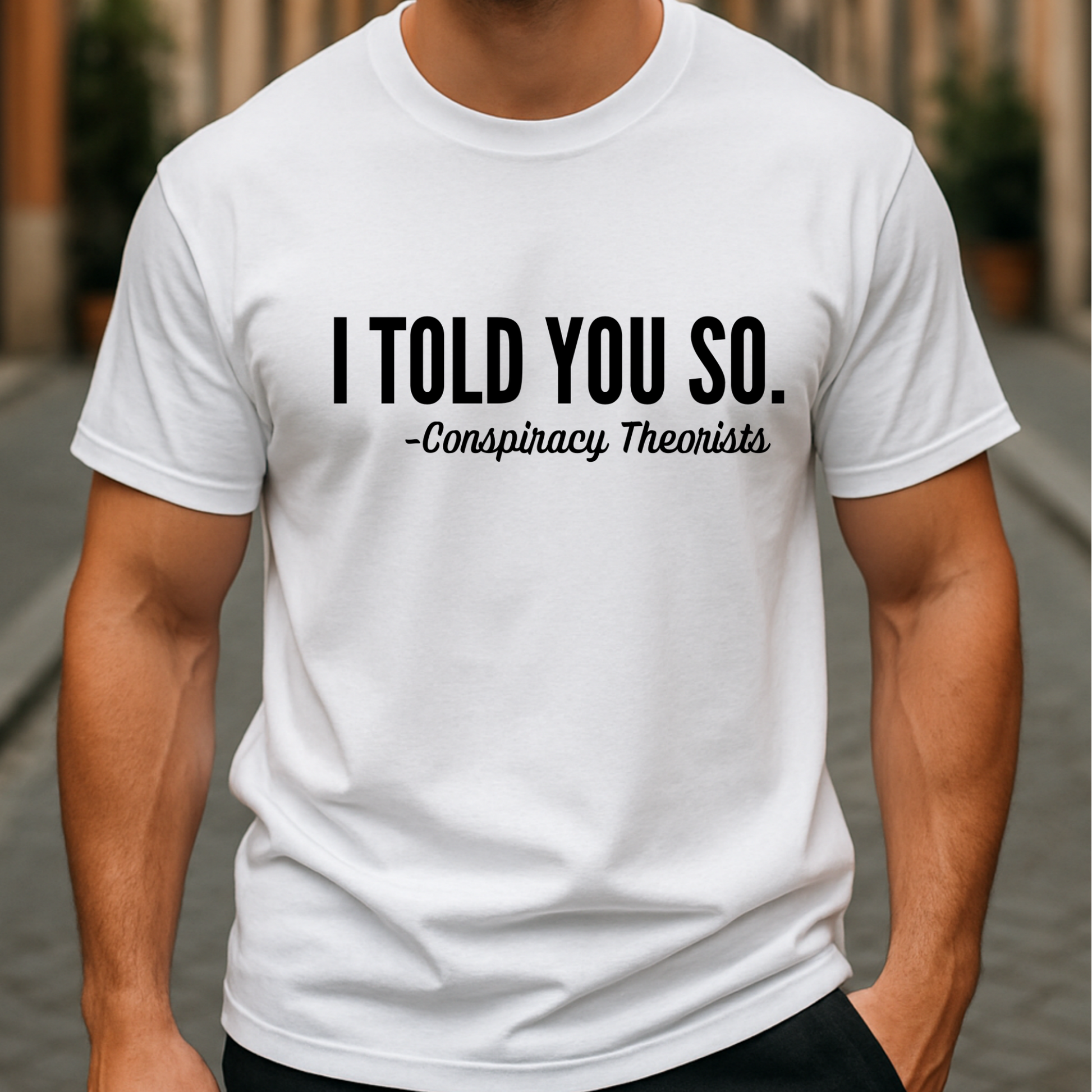 White tee styled for rugged, casual menswear