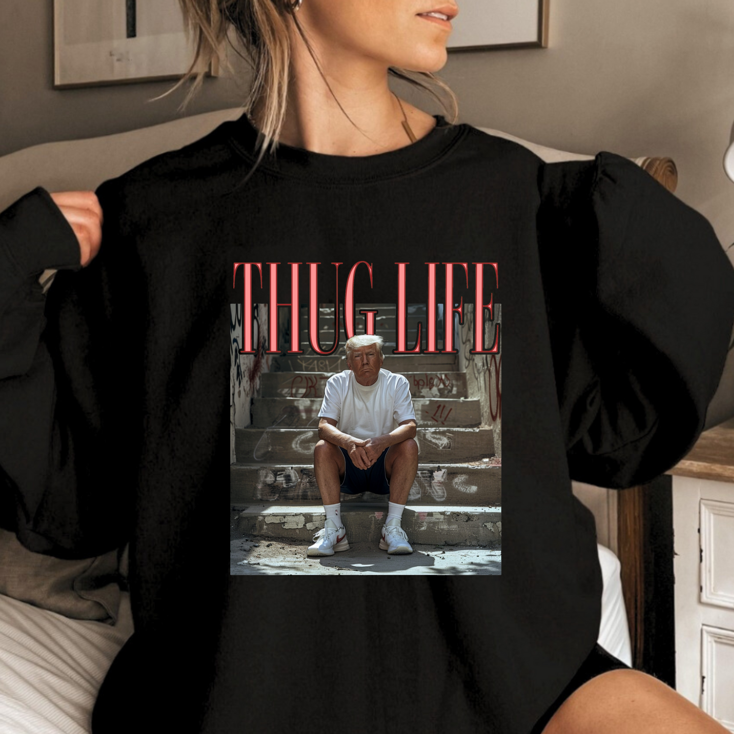 Trump Thug Life graphic sweatshirt – black pullover