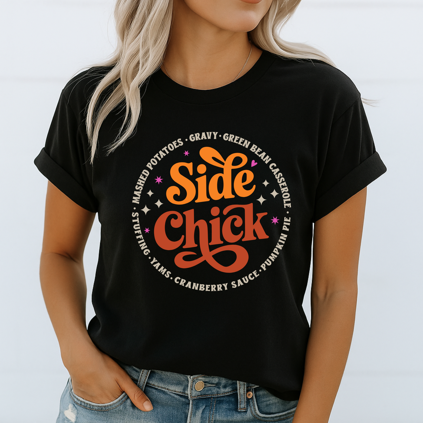 Black retro Side Chick poultry humor shirt