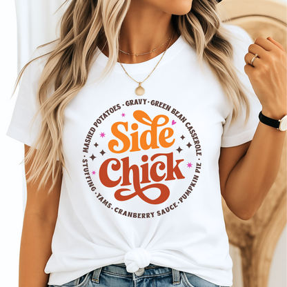 White retro funny chicken Thanksgiving tee
