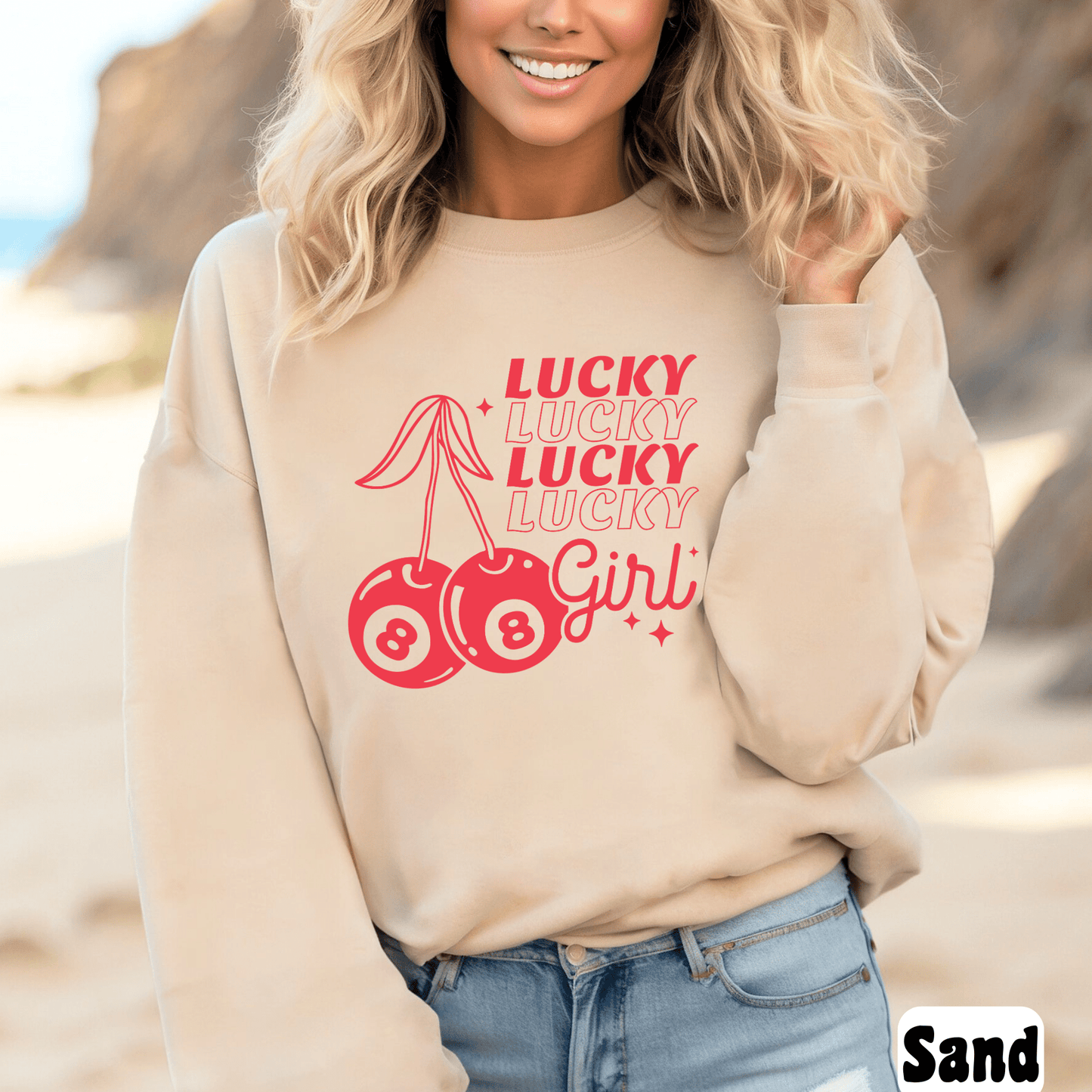 Lucky Girl Sweatshirt - The Right Side PrintsLucky Girl Sweatshirtwomen's long sleeve sweatshirtBlackSmall