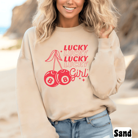 Lucky Girl Sweatshirt - The Right Side PrintsLucky Girl Sweatshirtwomen's long sleeve sweatshirtBlackSmall