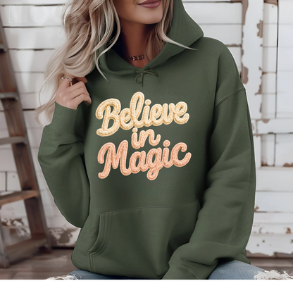 Believe in Magic Faux Crochet Christmas Shirt, Sweatshirt, or Hoodie