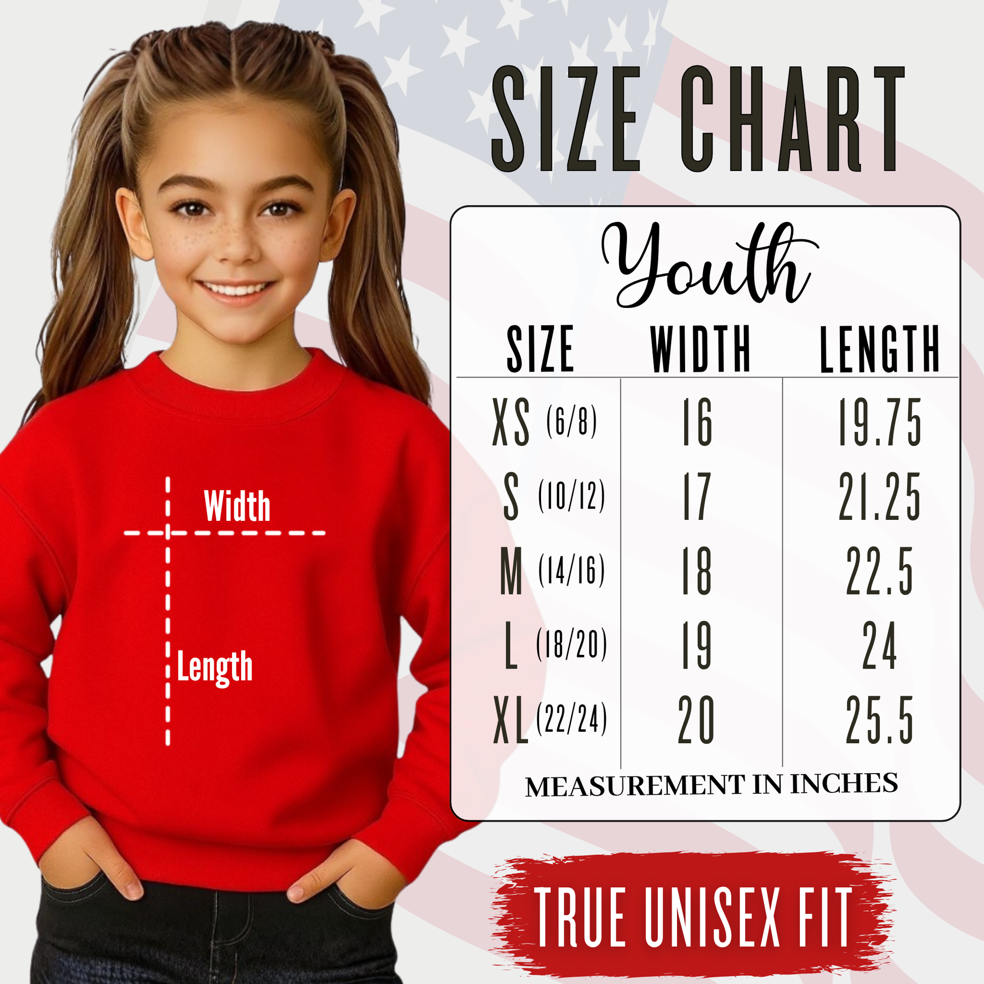 Youth Sweatshirt Size Chart 