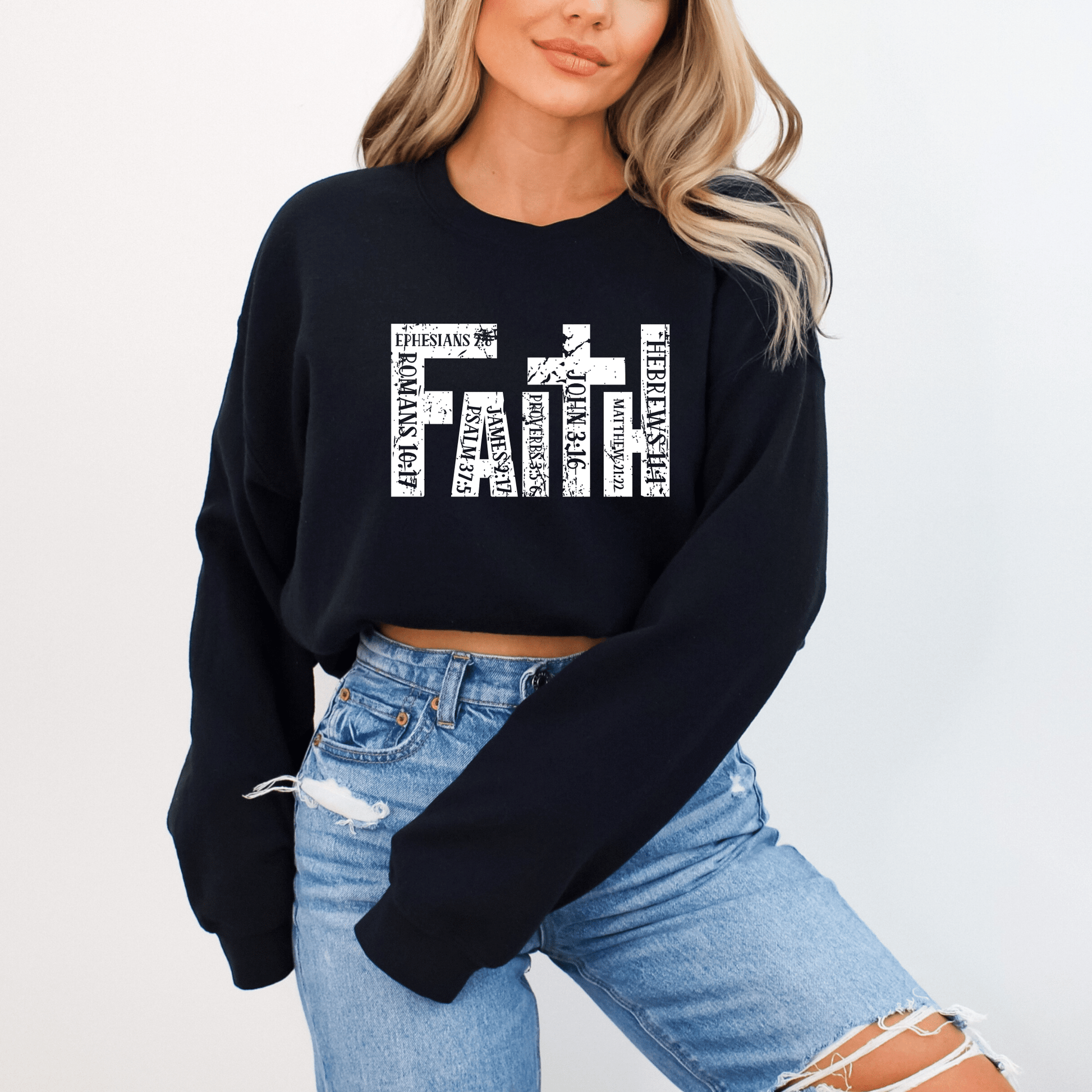 Black Christian Apparel with Bible Verse Design | Religious Sweatshirt for Men & Women