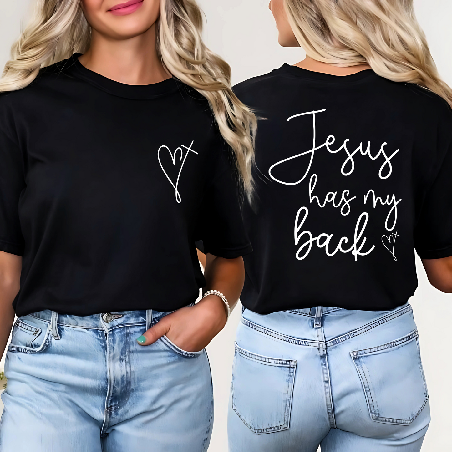 Black unisex t-shirt with faith lettering design