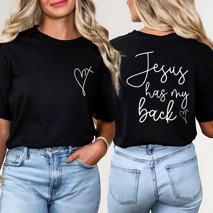 Black unisex t-shirt with faith lettering design