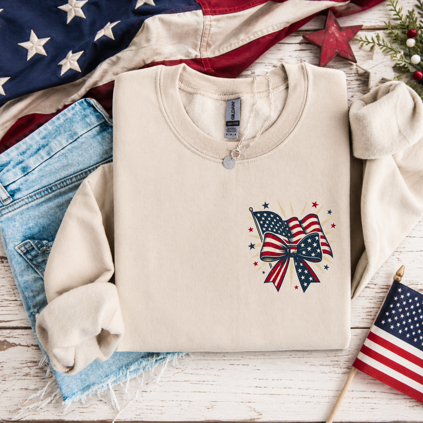American 1776 Flag Bow Women's Shirt & Sweatshirt