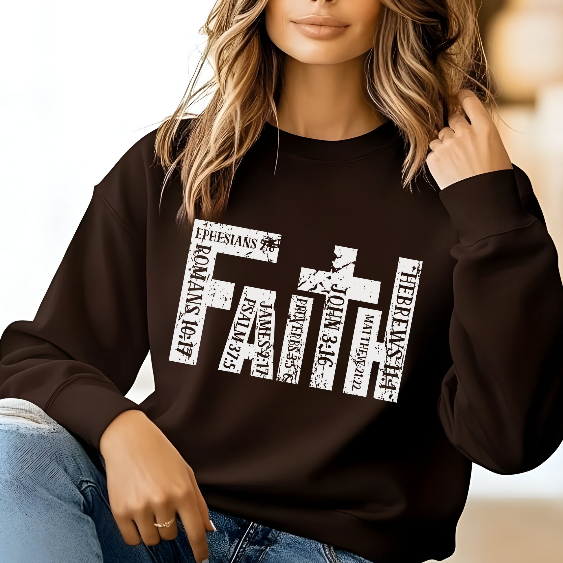 Brown Faith Hoodie - Christian Apparel with Bible Verse Design | Religious Sweatshirt for Men & Women