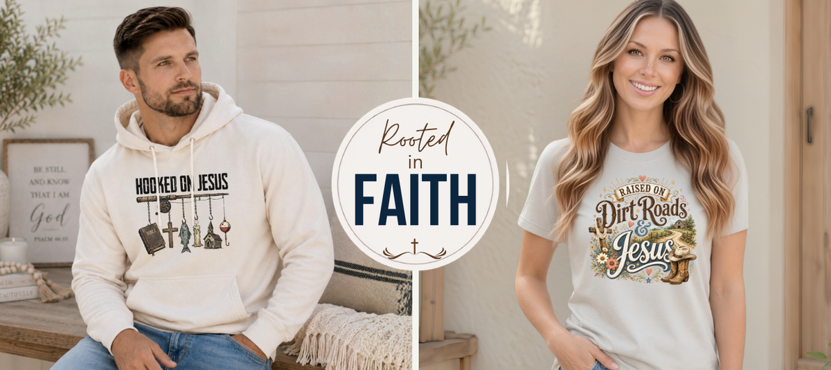 Faith Favorites featuring Christian graphic T-shirts and hoodies for men and women
