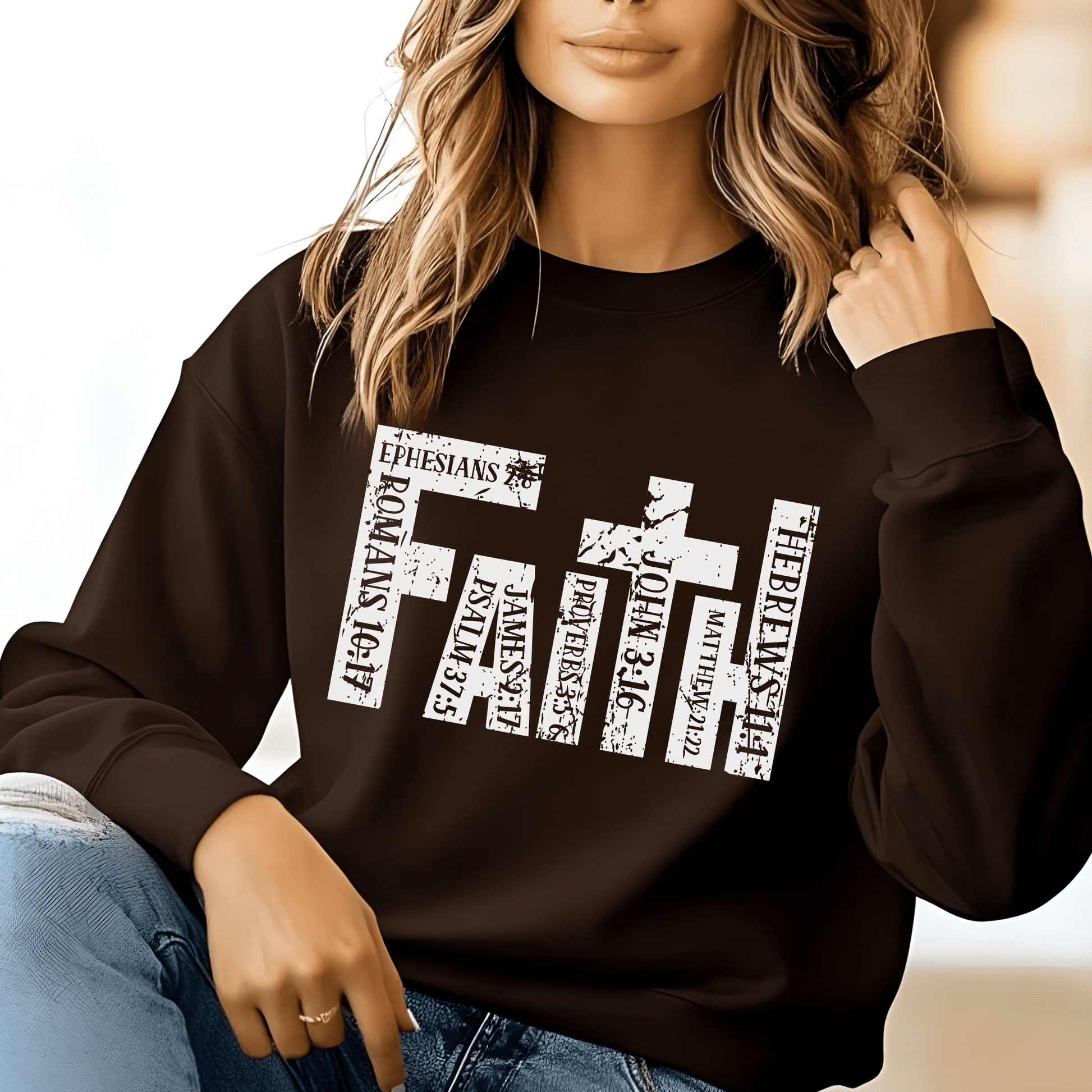 Brown  Christian Apparel with Bible Verse Design | Religious Sweatshirt for Men & Women