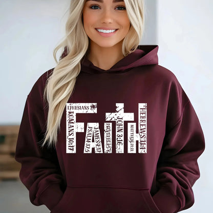 Maroon Faith Hoodie - Christian Apparel with Bible Verse Design | Religious Sweatshirt for Men & Women