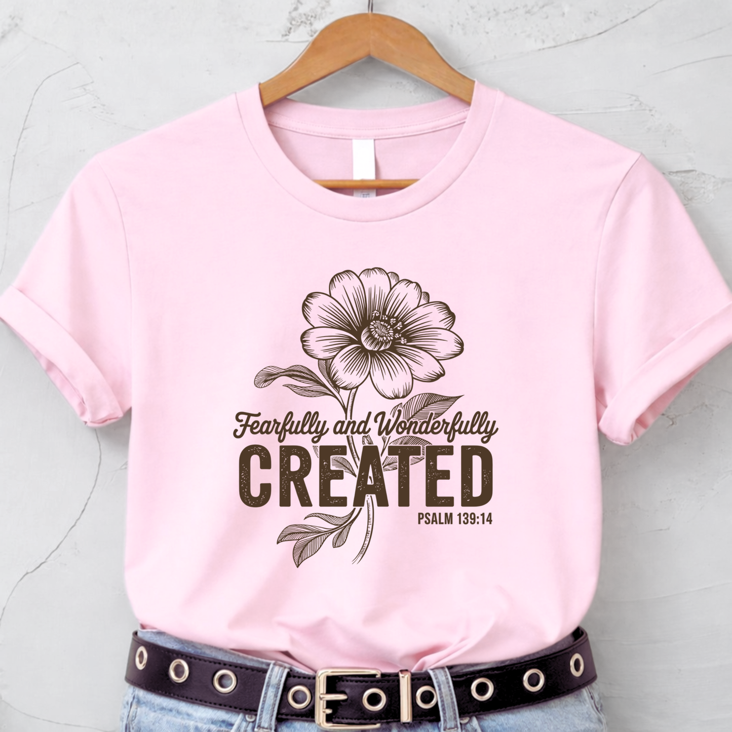 Fearfully and Wonderfully Created Youth Shirt – Psalm 139:14 Floral Design Tee & Sweatshirt