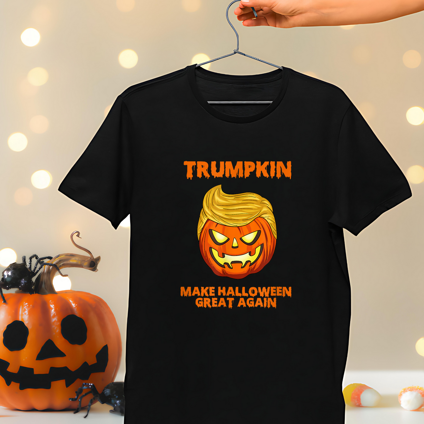 Hanging Trumpkin shirt for spooky season 
