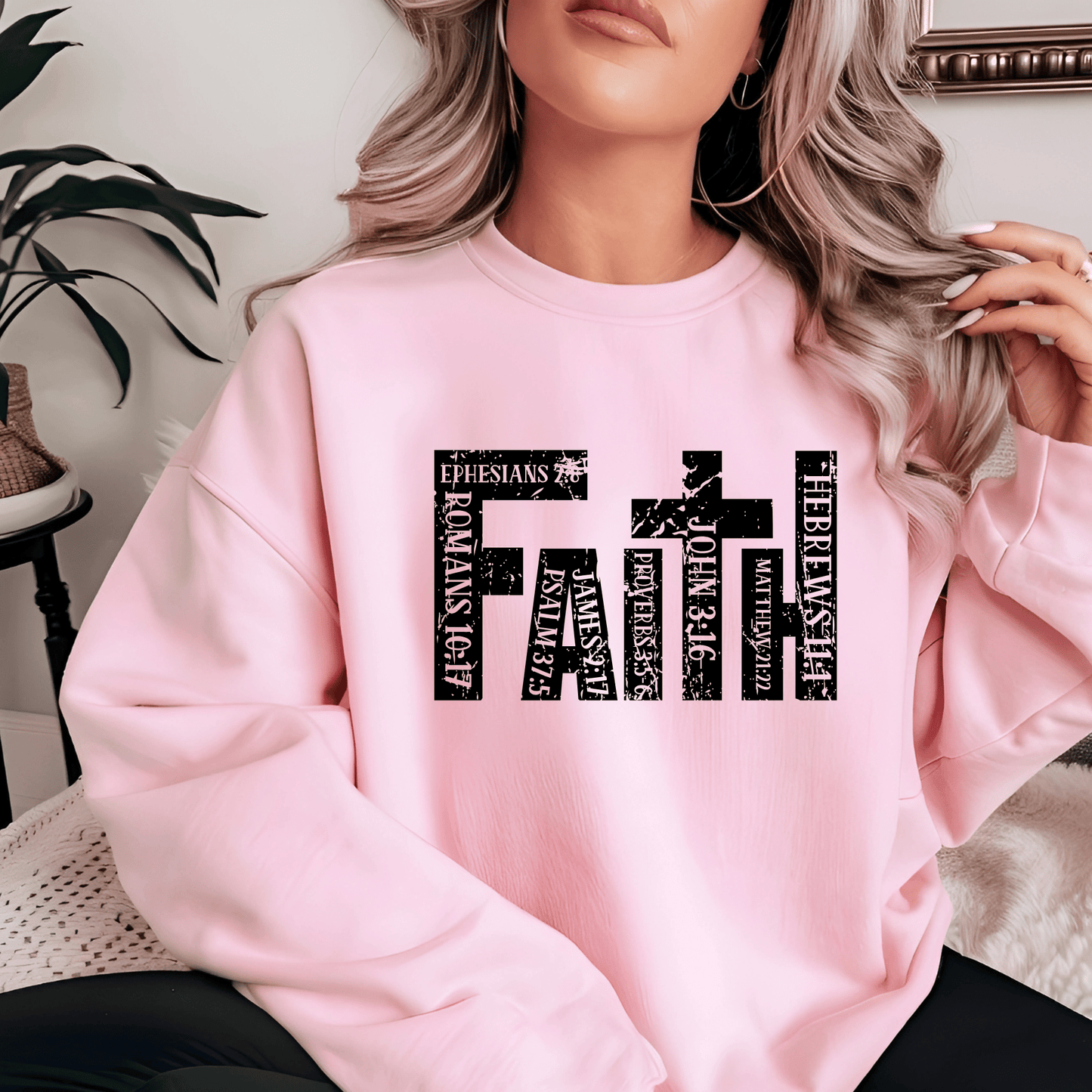 Light Pink Christian Apparel with Bible Verse Design | Religious Sweatshirt for Men & Women