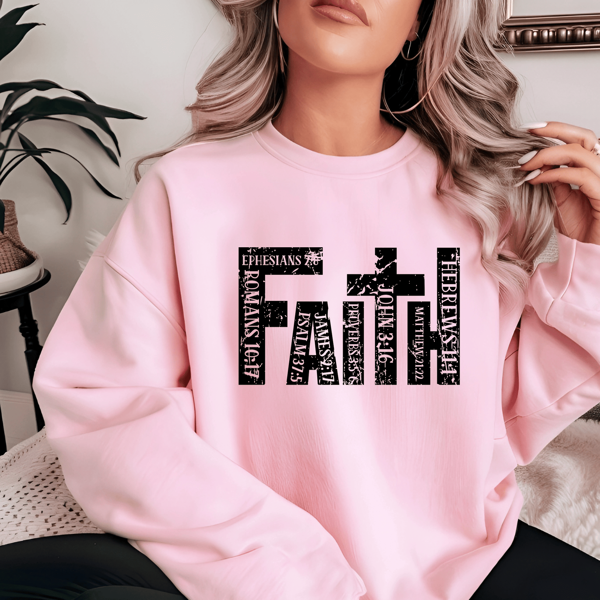 Light Pink Christian Apparel with Bible Verse Design | Religious Sweatshirt for Men & Women