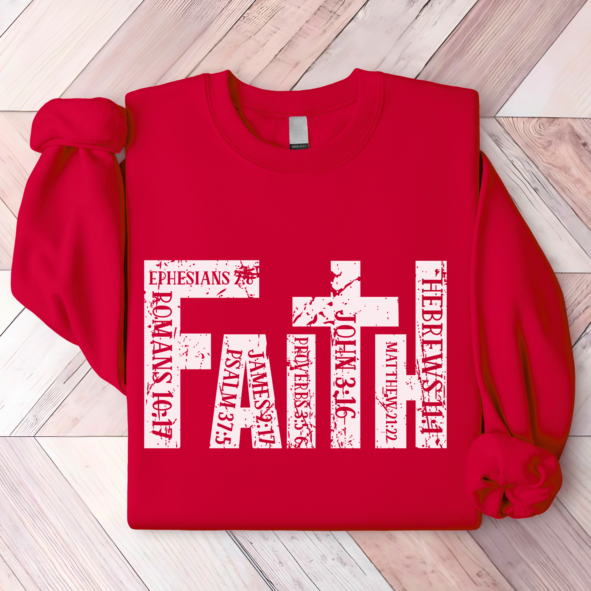 Red Christian Apparel with Bible Verse Design | Religious Sweatshirt for Men & Women