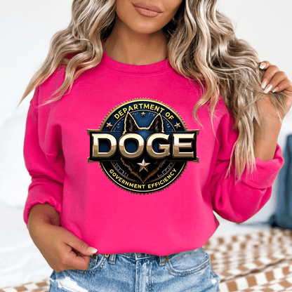 Unisex 'DOGE Dept of Government Efficiency' Graphic Sweatshirt– Political Humor Sweatshirt - The Right Side PrintsUnisex 'DOGE Dept of Government Efficiency' Graphic Sweatshirt– Political Humor SweatshirtUnisex SweatshirtDark PinkSmall