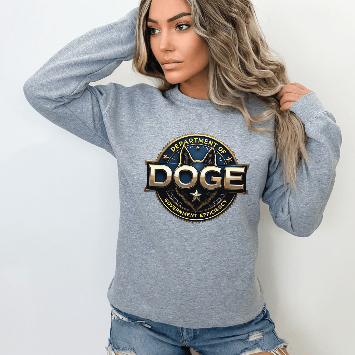 Unisex 'DOGE Dept of Government Efficiency' Graphic Sweatshirt– Political Humor Sweatshirt - The Right Side PrintsUnisex 'DOGE Dept of Government Efficiency' Graphic Sweatshirt– Political Humor SweatshirtUnisex SweatshirtBlackSmall