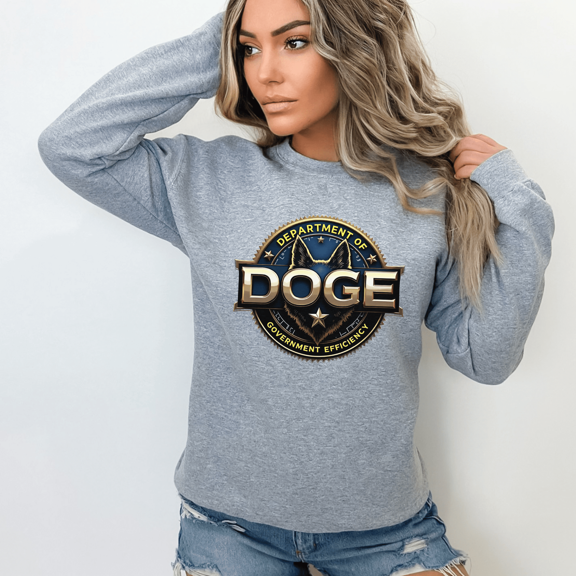 Unisex 'DOGE Dept of Government Efficiency' Graphic Sweatshirt– Political Humor Sweatshirt - The Right Side PrintsUnisex 'DOGE Dept of Government Efficiency' Graphic Sweatshirt– Political Humor SweatshirtUnisex SweatshirtBlackSmall