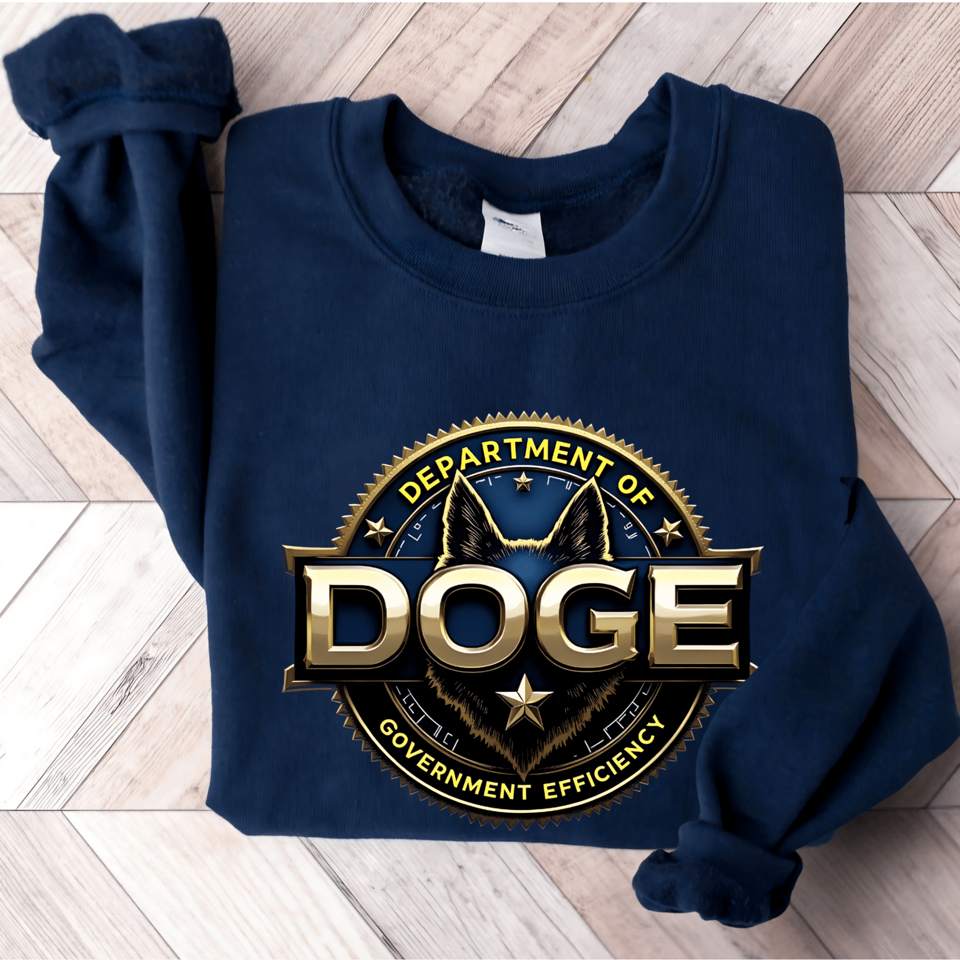 Unisex 'DOGE Dept of Government Efficiency' Graphic Sweatshirt– Political Humor Sweatshirt - The Right Side PrintsUnisex 'DOGE Dept of Government Efficiency' Graphic Sweatshirt– Political Humor SweatshirtUnisex SweatshirtNavySmall