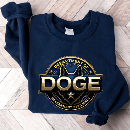 Unisex 'DOGE Dept of Government Efficiency' Graphic Sweatshirt– Political Humor Sweatshirt - The Right Side PrintsUnisex 'DOGE Dept of Government Efficiency' Graphic Sweatshirt– Political Humor SweatshirtUnisex SweatshirtNavySmall