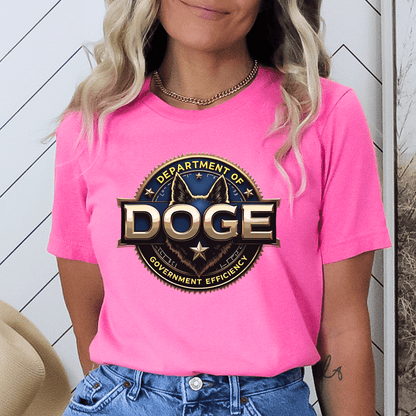 Unisex 'DOGE Dept of Government Efficiency' Graphic T-Shirt – Political Humor Tee - The Right Side PrintsUnisex 'DOGE Dept of Government Efficiency' Graphic T-Shirt – Political Humor TeeT-shirtBright PinkSmall